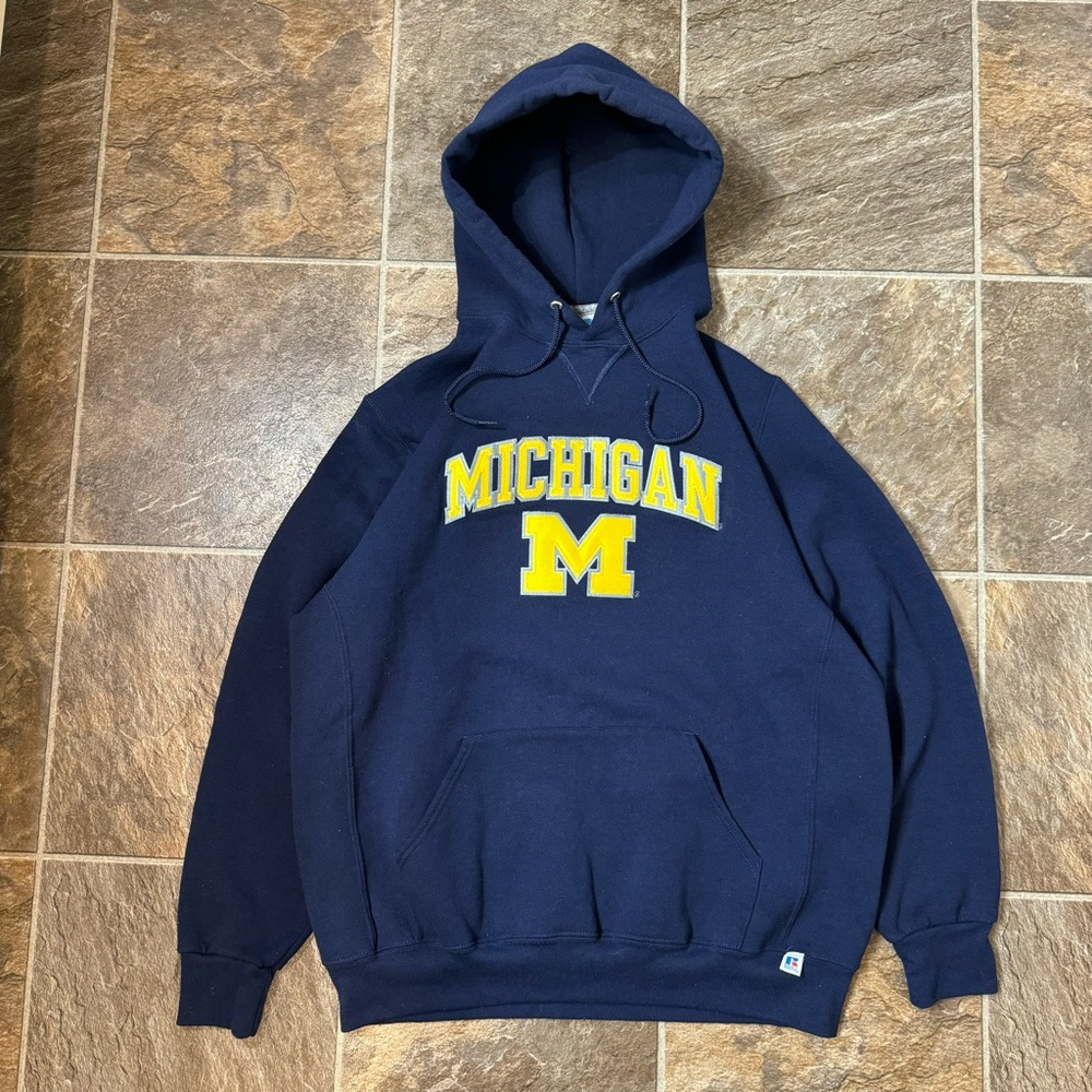 Russell Athletic University of Michigan Hoodie Navy Blue Size XL